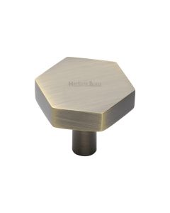 Heritage Brass Antique Brass Hexagon Cabinet Knob 32mm