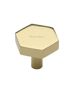 Heritage Brass Polished Brass Hexagon Cabinet Knob 32mm