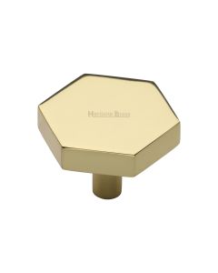 Heritage Brass Polished Brass Hexagon Cabinet Knob 38mm