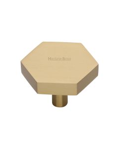 Heritage Brass Satin Brass Hexagon Cabinet Knob 38mm