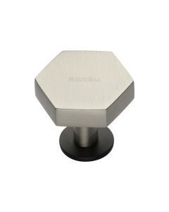 Heritage Brass Matt Bronze/Satin Nickel Hexagon Cabinet Knob with Rose 32mm