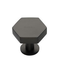 Heritage Brass Matt Bronze Hexagon Cabinet Knob with Rose 32mm