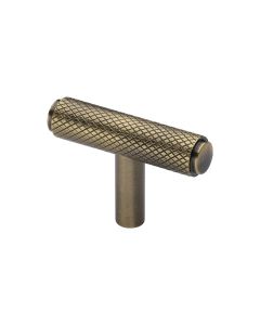 Heritage Brass Antique Brass Knurled T-Bar Cabinet Knob 45mm