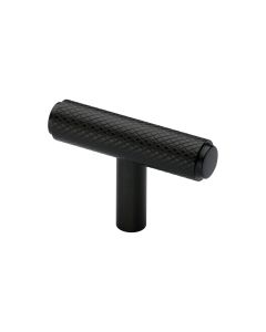 Heritage Brass Matt Black Knurled T-Bar Cabinet Knob 45mm