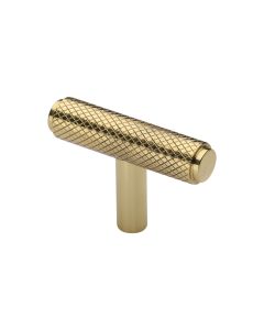 Heritage Brass Polished Brass Knurled T-Bar Cabinet Knob 45mm