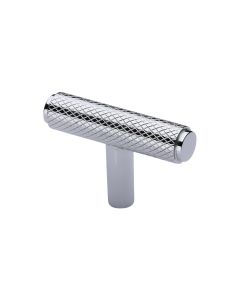 Heritage Brass Polished Chrome Knurled T-Bar Cabinet Knob 45mm
