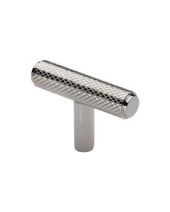 Heritage Brass Polished Nickel Finish Knurled T-Bar Cabinet Knob 45mm