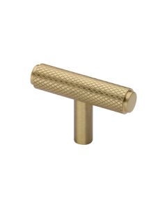 Heritage Brass Satin Brass Knurled T-Bar Cabinet Knob 45mm