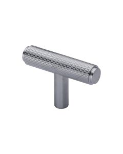 Heritage Brass Satin Chrome Knurled T-Bar Cabinet Knob 45mm