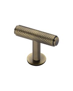 Heritage Brass Antique Brass Knurled T-Bar Cabinet Knob with Rose 45mm