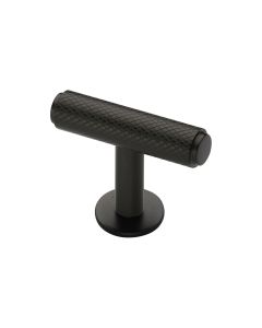 Heritage Brass Matt Bronze Knurled T-Bar Cabinet Knob with Rose 45mm