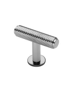 Heritage Brass Polished Chrome Knurled T-Bar Cabinet Knob with Rose 45mm