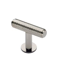 Heritage Brass Polished Nickel Finish Knurled T-Bar Cabinet Knob with Rose 45mm