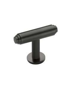 Heritage Brass Matt Bronze Stepped T-Bar Cabinet Knob with Rose 45mm