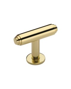 Heritage Brass Polished Brass Stepped T-Bar Cabinet Knob with Rose 45mm