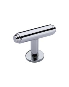 Heritage Brass Polished Chrome Stepped T-Bar Cabinet Knob with Rose 45mm