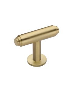 Heritage Brass Satin Brass Stepped T-Bar Cabinet Knob with Rose 45mm