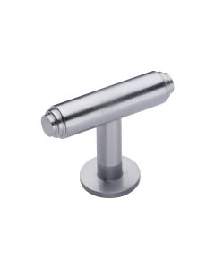 Heritage Brass Satin Chrome Stepped T-Bar Cabinet Knob with Rose 45mm