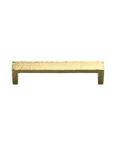 Heritage Brass Polished Brass Hammered Wide Metro Cabinet Pull Handle 128mm