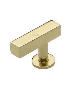 Heritage Brass Polished Brass Offset Square Cabinet Knob 44mm