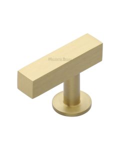 Heritage Brass Satin Brass Offset Square Cabinet Knob 44mm