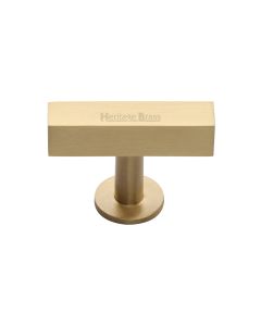 Heritage Brass Satin Brass Symmetrical Square Cabinet Knob 44mm