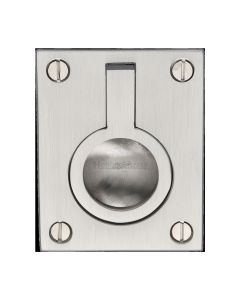 Heritage Brass Satin Nickel Flush Ring Cabinet Pull 50mm
