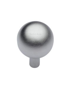Heritage Brass Satin Chrome Sphere Cabinet Knob 28mm
