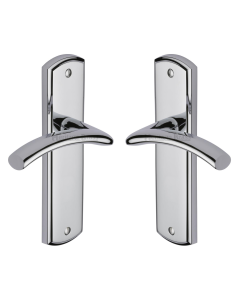 Heritage Brass Polished Chrome Centaur Door Handle on Plate - Lever Latch