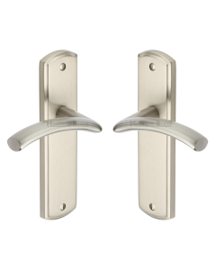 Heritage Brass Satin Nickel Centaur Door Handle on Plate - Lever Latch