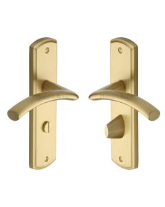 Heritage Brass Satin Brass Centaur Door Handle on Plate - Bathroom Set