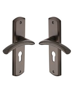 Heritage Brass Matt Bronze Centaur Door Handle on Plate - Euro Profile