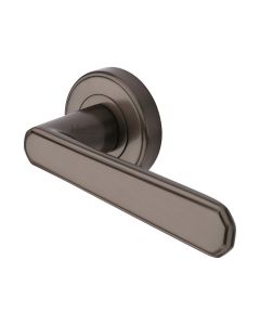 Matt Bronze Century Door Handle on Round Rose
