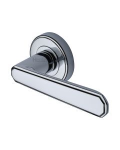 Polished Chrome Century Door Handle on Round Rose