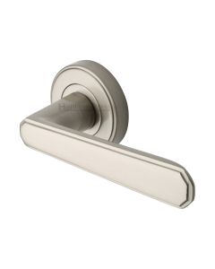 Satin Nickel Century Door Handle on Round Rose