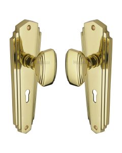 Heritage Brass Polished Brass Charlston Door Knob on Plate - Lever Lock