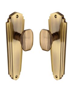 Heritage Brass Antique Brass Charlston Door Knob on Plate - Lever Latch