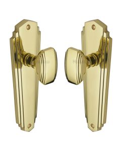 Heritage Brass Polished Brass Charlston Door Knob on Plate - Lever Latch