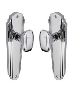 Heritage Brass Polished Chrome Charlston Door Knob on Plate - Lever Latch