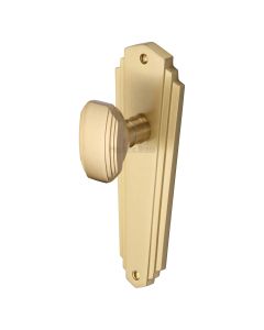 Heritage Brass Satin Brass Charlston Door Knob on Plate - Lever Latch