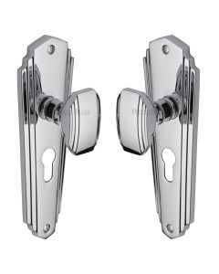 Heritage Brass Polished Chrome Charlston Door Knob on Plate - Euro Profile