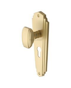 Heritage Brass Satin Brass Charlston Door Knob on Plate - Euro Profile