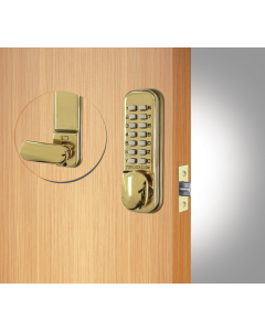 Codelocks CL155 Polished Brass Mechanical Dual Backplate Digital Mortice Latch