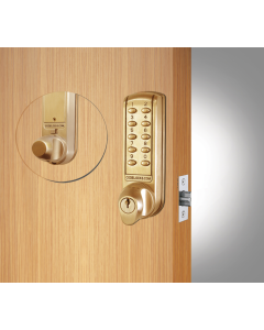 Codelocks CL2255 Polished Brass Electronic Tubular Mortice Latch