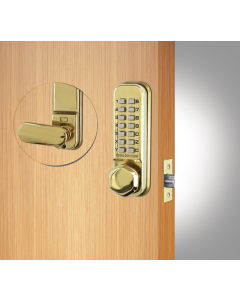 Codelocks CL255 Polished Brass Mechanical PVD Dual Backplate Mortice Latch