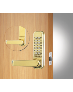 Codelocks CL410 MECHANICAL Tubular Mortice Latch PVD Polished Brass with lever handle