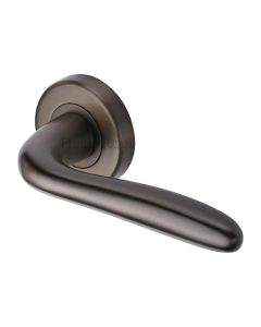 Matt Bronze Columbus Door Handle on Round Rose