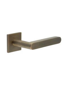 CR-101 Antique Brass Sprung Square Rose Door Handle