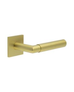 CR-102 Satin Brass Sprung Square Rose Door Handle