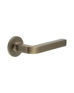 CR-104 Antique Brass Sprung Round Rose Door Handle